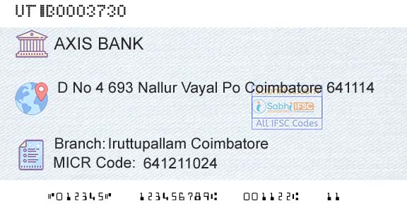 Axis Bank Iruttupallam CoimbatoreBranch 