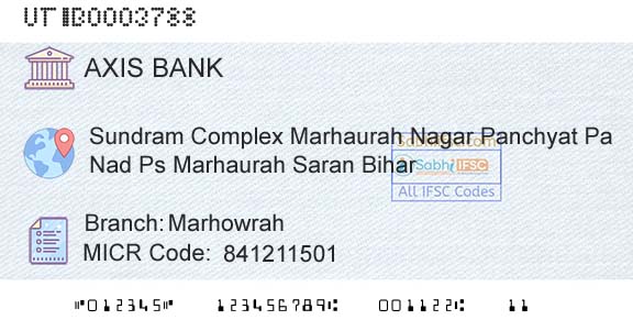 Axis Bank MarhowrahBranch 