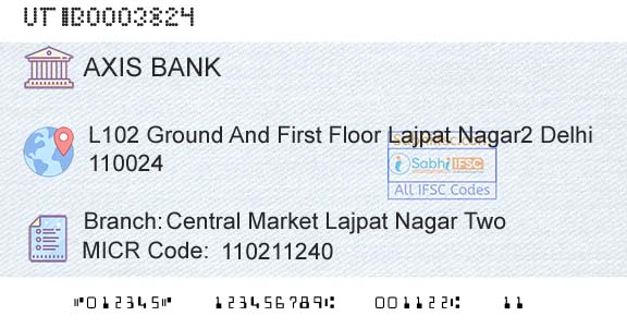 Axis Bank Central Market Lajpat Nagar TwoBranch 
