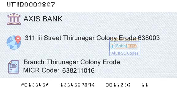 Axis Bank Thirunagar Colony ErodeBranch 