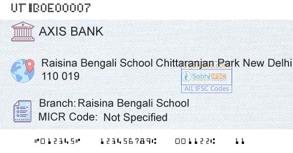 Axis Bank Raisina Bengali SchoolBranch 