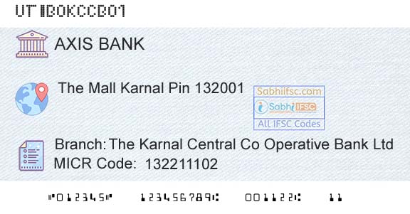 Axis Bank The Karnal Central Co Operative Bank LtdBranch 