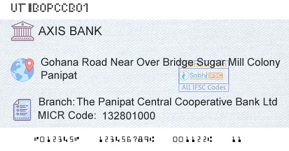 Axis Bank The Panipat Central Cooperative Bank LtdBranch 