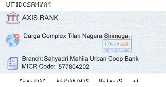 Axis Bank Sahyadri Mahila Urban Coop BankBranch 