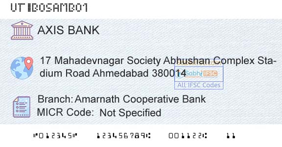 Axis Bank Amarnath Cooperative BankBranch 
