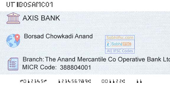 Axis Bank The Anand Mercantile Co Operative Bank Ltd Branch 