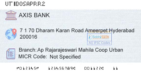 Axis Bank Ap Rajarajeswari Mahila Coop UrbanBranch 