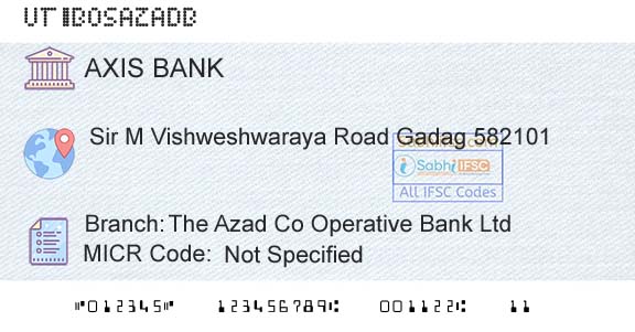 Axis Bank The Azad Co Operative Bank LtdBranch 