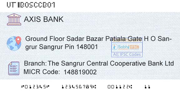 Axis Bank The Sangrur Central Cooperative Bank LtdBranch 