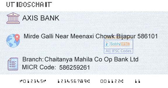 Axis Bank Chaitanya Mahila Co Op Bank LtdBranch 