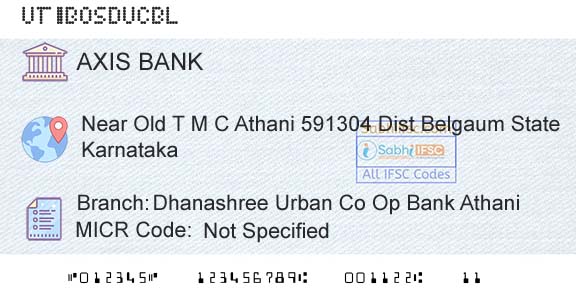 Axis Bank Dhanashree Urban Co Op Bank AthaniBranch 