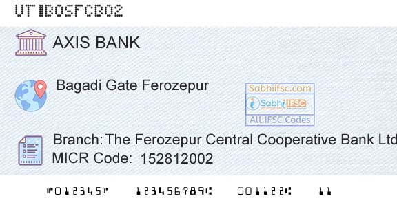 Axis Bank The Ferozepur Central Cooperative Bank LtdBranch 
