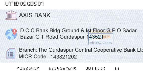 Axis Bank The Gurdaspur Central Cooperative Bank LtdBranch 