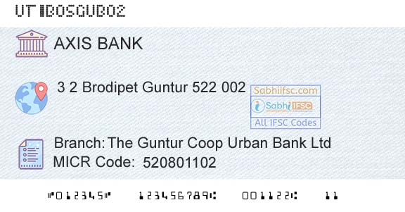 Axis Bank The Guntur Coop Urban Bank LtdBranch 