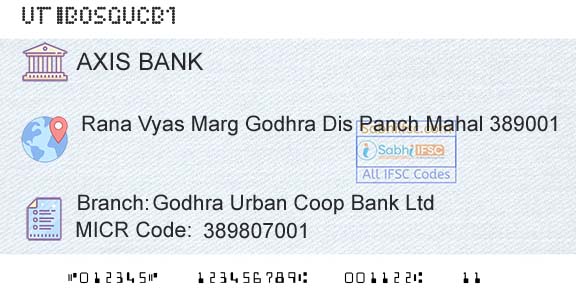 Axis Bank Godhra Urban Coop Bank LtdBranch 