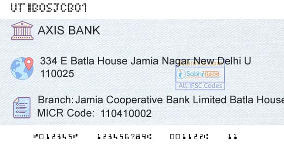 Axis Bank Jamia Cooperative Bank Limited Batla HouseBranch 