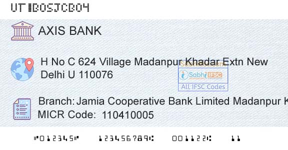 Axis Bank Jamia Cooperative Bank Limited Madanpur Khadar ExtBranch 