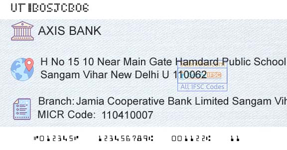 Axis Bank Jamia Cooperative Bank Limited Sangam ViharBranch 