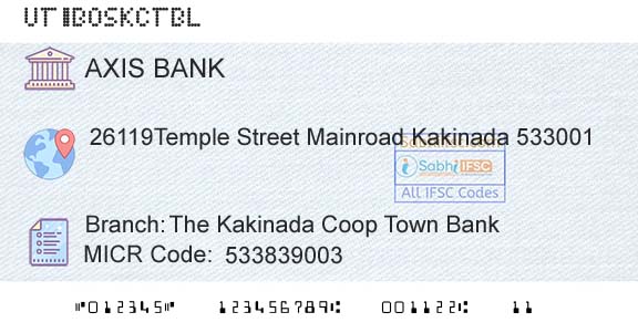 Axis Bank The Kakinada Coop Town BankBranch 