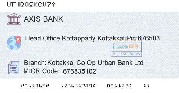 Axis Bank Kottakkal Co Op Urban Bank LtdBranch 