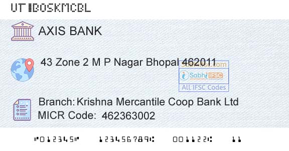 Axis Bank Krishna Mercantile Coop Bank LtdBranch 