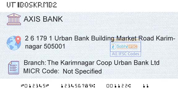 Axis Bank The Karimnagar Coop Urban Bank LtdBranch 