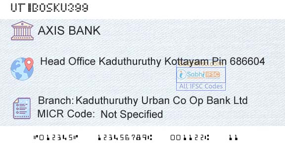 Axis Bank Kaduthuruthy Urban Co Op Bank LtdBranch 