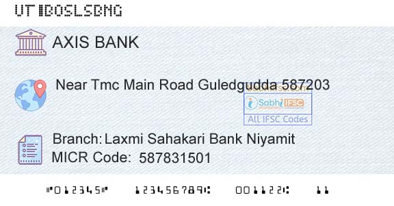 Axis Bank Laxmi Sahakari Bank NiyamitBranch 