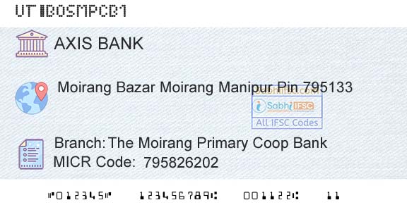 Axis Bank The Moirang Primary Coop BankBranch 