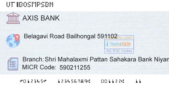 Axis Bank Shri Mahalaxmi Pattan Sahakara Bank NiyamitBranch 