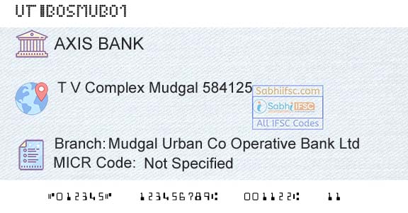 Axis Bank Mudgal Urban Co Operative Bank LtdBranch 