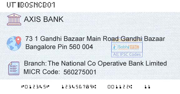 Axis Bank The National Co Operative Bank LimitedBranch 