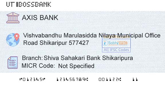 Axis Bank Shiva Sahakari Bank ShikaripuraBranch 