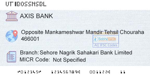 Axis Bank Sehore Nagrik Sahakari Bank LimitedBranch 