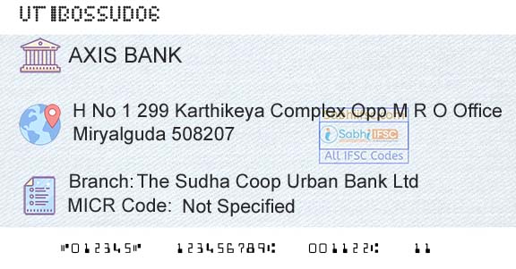 Axis Bank The Sudha Coop Urban Bank LtdBranch 
