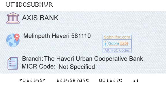 Axis Bank The Haveri Urban Cooperative BankBranch 
