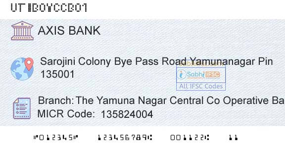 Axis Bank The Yamuna Nagar Central Co Operative Bank LtdBranch 