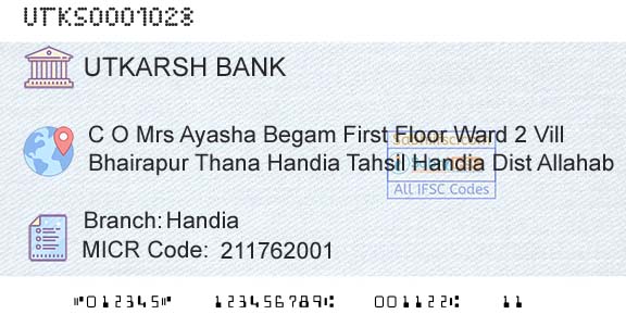 Utkarsh Small Finance Bank HandiaBranch 