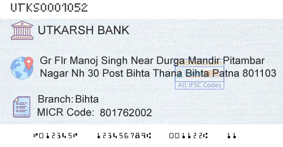Utkarsh Small Finance Bank BihtaBranch 
