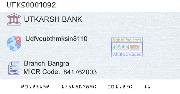 Utkarsh Small Finance Bank BangraBranch 
