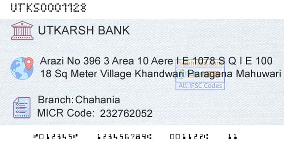 Utkarsh Small Finance Bank ChahaniaBranch 