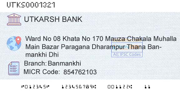 Utkarsh Small Finance Bank BanmankhiBranch 