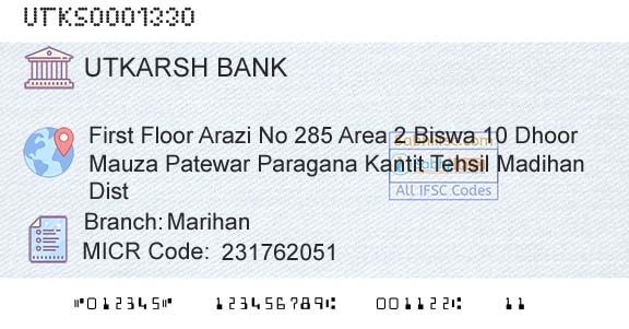 Utkarsh Small Finance Bank MarihanBranch 
