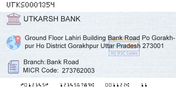 Utkarsh Small Finance Bank Bank RoadBranch 