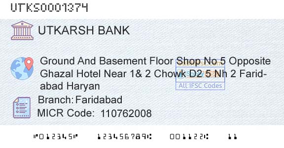 Utkarsh Small Finance Bank FaridabadBranch 