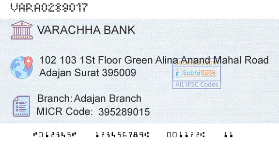 The Varachha Cooperative Bank Limited Adajan BranchBranch 
