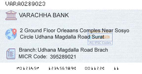 The Varachha Cooperative Bank Limited Udhana Magdalla Road BrachBranch 