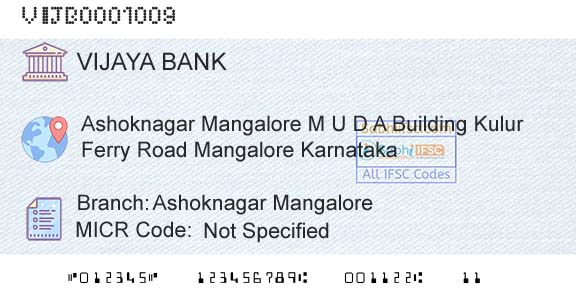 Vijaya Bank Ashoknagar MangaloreBranch 