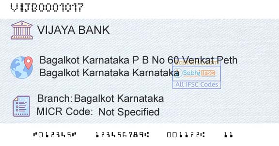 Vijaya Bank Bagalkot KarnatakaBranch 