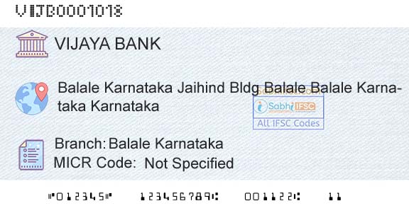 Vijaya Bank Balale KarnatakaBranch 